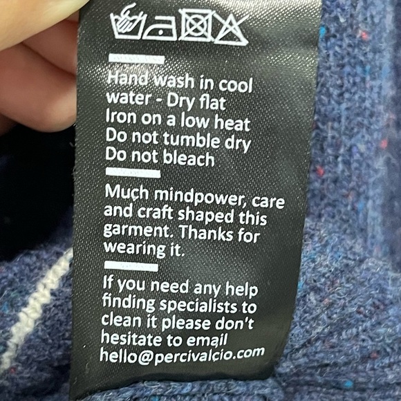 Percival Men’s XL Wool Cardigan - Navy Blue with Contrast Trim - Picture 6 of 14